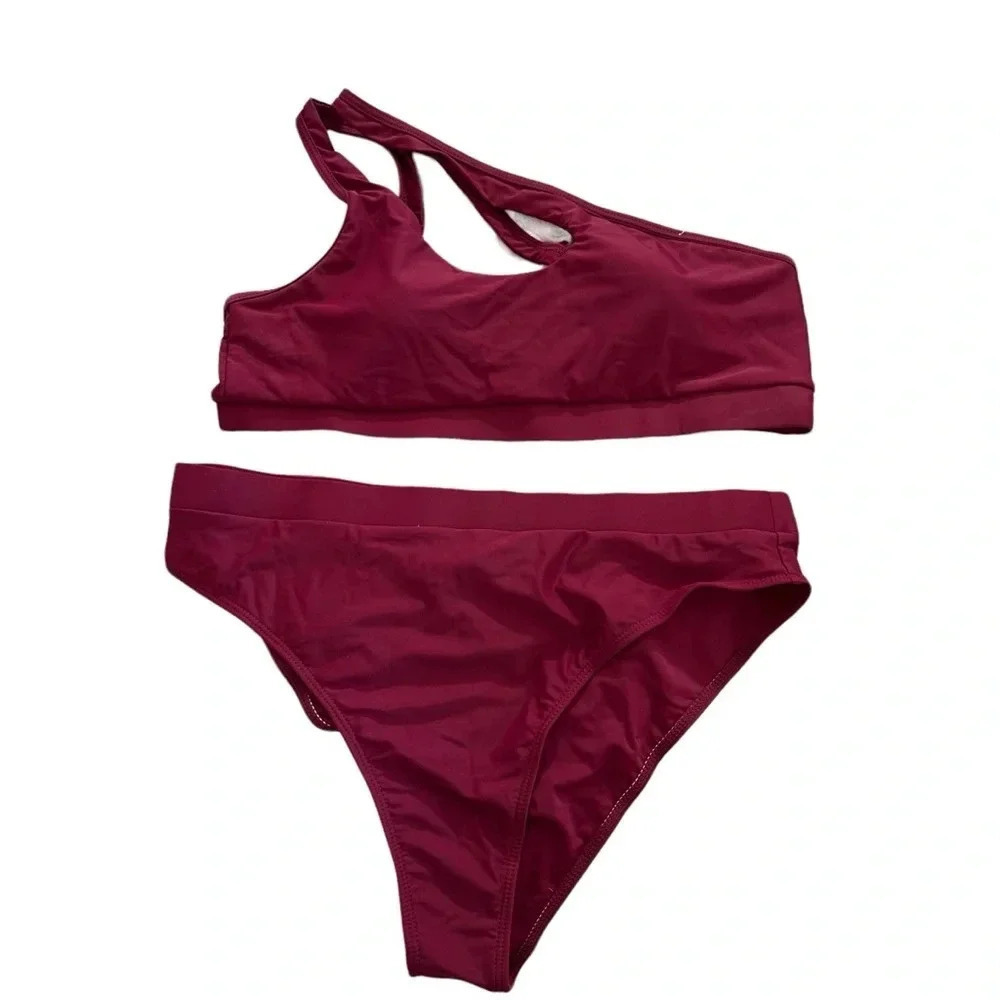 Nafleap Burgundy Swim One Shoulder Two-Piece size 2XL, new
